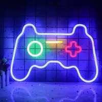 Kopper-24 NEON LED Licht, dekorative Wand-Leuchte, blauer Spiele-Controller, ca. 41 x 27,5 x 2 cm