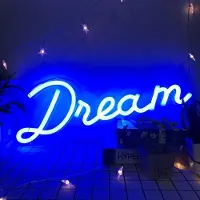 Kopper-24 NEON LED Licht, dekorative Wand-Leuchte, Dream Schriftzug blau, ca. 45,5 x 15 x 1,4 cm