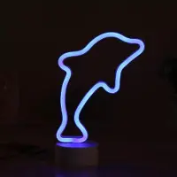 Kopper-24 NEON LED Licht, dekorative Stand-Leuchte, Delfin blau, ca. 26,5 x 17 x 8,5 cm