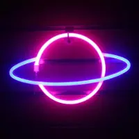 Kopper-24 NEON LED Licht, dekorative Wand-Leuchte, Planet pink blau, ca. 36,5 x 20 x 2 cm