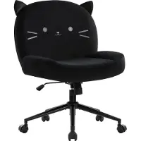 IWMH Bürostuhl ohne Armlehne, Höhenverstellbar Schreibtischstuhl mit Rollen, Ergonomisch Lesesessel für Büro, Schlafzimmer, Schminktisch - Schwarz