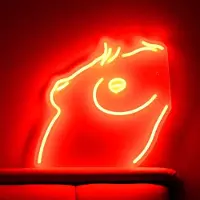 Kopper-24 NEON LED Licht, dekorative Wand-Leuchte, Brüste, rot, ca. 40 x 37 x 2 cm