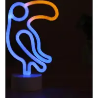 Kopper-24 NEON LED Licht, dekorative Stand-Leuchte, Vogel blau orange, ca. 23,5 x 13,5 x 8,5 cm
