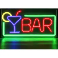 Kopper-24 NEON LED Licht, dekorative Wand-Leuchte, BAR grün blau rot, ca. 42 x 22 x 2 cm