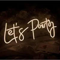 Kopper-24 NEON LED Licht, dekorative Wand-Leuchte, Lets Party weiß, ca. 38,5 x 15 x 2 cm