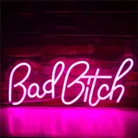 Kopper-24 NEON LED Licht, dekorative Wand-Leuchte, Bad Bitch, pink, ca. 18,5 x 42,5 cm