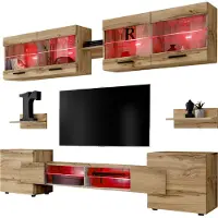 Extreme Furniture Komodee | Wohnwand, Wohnzimmerset RTV Foggia, Korpus Wotan Matt Frontfarbe Wotan Matt, LED RGB