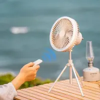 Aiorber 10000mAh Tragbarer Ventilator mit Fernbedienung, Höhenverstellbar, Schwenkfunktion, 7-farbige LED, Stand-/Hängemontage, für Camping, Khaki