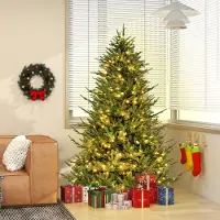 GIANTEX 180cm Künstlicher Weihnachtsbaum, 280 warmweiße LEDs, 8 Transformationsmodi, Tannenbaum mit 788 Zweigspitzen, Metallständer
