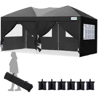 Quictent Faltpavillon 3x6m mit 6 Seitenwänden,Pop up Gartenpavillon mit Rollentasche,Pavillon Partyzelt 3x6 wasserdicht stabil,für Party, Fest,UV 50+