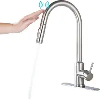 Aiorber Intelligente Küchenarmatur, 304 Edelstahl Wasserhahn mit Touchsensor, Ausziehbar, Warm/Kalt, Gebürstet, Einhebelmischer mit Keramikventil