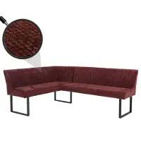 Mendler Eckbank MCW-O82, Esszimmerbank Bank, (310g/m²) Chenille Stoff/Textil Metall 159x210cm rot