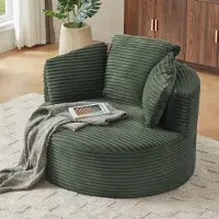 Aiorber Überdimensionierter runder Cord-Relaxsessel, moderner Cloud-Sessel mit tiefer Sitzfläche & Taschenfederkern, keine Montage, 1-Sitzer, Grün