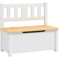 Syfax Kinderbank mit Stauraum Weiß und Beige 60x30x55 cm MDF