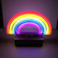 Kopper-24 NEON LED Licht, dekorative Stand-Leuchte, Regenbogen bunt, ca. 23 x 20 x 8,5 cm