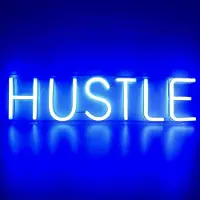 Kopper-24 NEON LED Licht, dekorative Wand-Leuchte, Hustle blau, ca. 50 x 12,5 x 2 cm