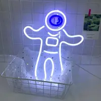 Kopper-24 NEON LED Licht, dekorative Wand-Leuchte, Astronaut weiß, ca. 39 x 32 x 2 cm