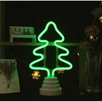 Kopper-24 NEON LED Licht, dekorative Stand-Leuchte, Tannenbaum grün, ca. 28 x 18,5 x 8,5 cm