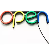 Kopper-24 NEON LED Licht, dekorative Hänge-Leuchte, Open bunt horizontal, ca. 40 x 15 cm
