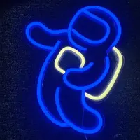 Kopper-24 NEON LED Licht, dekorative Wand-Leuchte, Astronaut schwebend blau, ca. 36 x 32 x 2 cm