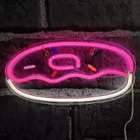 Kopper-24 NEON LED Licht, dekorative Wand-Leuchte, Donut pink weiß, ca. 37 x 19 x 2 cm