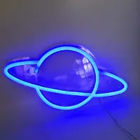 Kopper-24 NEON LED Licht, dekorative Wand-Leuchte, Planet blau, 36,2 x 20 x 2 cm