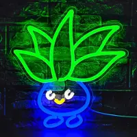 Kopper-24 NEON LED Licht, dekorative Wand-Leuchte, Gemüse Figur, grün blau, ca. 35 x 35 x 2 cm