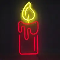 Kopper-24 NEON LED Licht, dekorative Wand-Leuchte, Kerze rot, ca. 17 x 40 x 2 cm