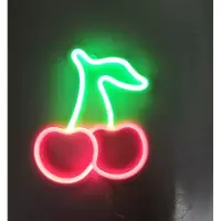 Kopper-24 NEON LED Licht, dekorative USB Batterie Leuchte, Kirsche rot grün, ca. 30 x 17,5 cm