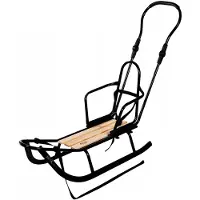 FKL DESIGN Home Deco Schlitten aus Metall für Kinder mit Rücklehne und mit Fußsack aus Wolle, Grün