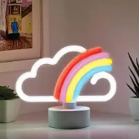Kopper-24 NEON LED Licht, dekorative Stand-Leuchte, Regenbogen über Wolke, ca. 16 x 8,5 x 13 cm