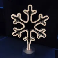 Kopper-24 NEON LED Licht, dekorative Stand-Leuchte, Schneeflocke, weißes Licht, ca. 31 x 20,5 x 8,5 cm