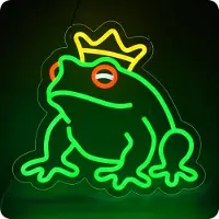 Kopper-24 NEON LED Licht, dekorative Wand-Leuchte, Frosch mit Krone, ca. 36 x 33 x 2 cm