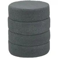 MODFU Runder Fußhocker Polyester Dunkelgrau Ø40x45 cm, gepolstert, bis 120 kg, ohne Montage