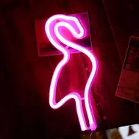 Kopper-24 NEON LED Licht, dekorative USB Batterie Leuchte, Flamingo pink, ca. 28,7 x 16 cm