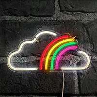 Kopper-24 NEON LED Licht, dekorative Wand-Leuchte, Regenbogen über Wolke, ca. 37.5 x 19 x 2 cm