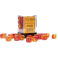 Chessex Gemini Translucent Red-Yellow/gold D6 12mm Dobbelsteen Set (36 stuks)