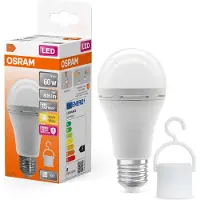 Osram LED Classic A 60 Camping Lampe / Notlicht mit integriertem wiederaufladbaren Akku (ex 60W) 8W Warmweiß E27