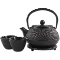 Usorteret SakuraTea - Theepot Set - 4-delig - Gietijzer - Zwart - 0.8L - 2 Kopjes (100ml)