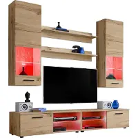 Extreme Furniture Komodee | Wohnwand Wohnzimmerset RTV Varallo, Korpus Wotan Matt Frontfarbe Wotan Matt, LED RGB