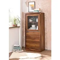 MASSIVMOEBEL24.DE Vitrine Sheesham 63x40x147 noble unique lackiert SYDNEY #105