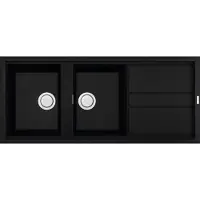 Elleci Best 500 K86, Schrankwaschbecken, Rechteckig, Keratek plus, Schwarz, 2 Becken, Rechteckig