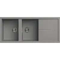 Elleci Unico 500 G48, Aufsatzwanne, Rechteckig, Granitek, Grau, 2 Becken, Rechteckig