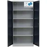 Proregal Stahlschrank BEE mit 9 verzinkten Fachböden | HxBxT 195x92x42cm | Grau-Anthrazit | Werkstattschrank Werkzeugschrank Aktenschrank