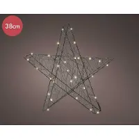 Lumineo 3D-Weihnachtsstern aus Metall schwarz auf Batterie mit 30 Mikro-LED-Leuchten - 38CM