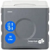 Medion Thermoelektrische tragbare Kühlbox (35 Liter Brutto, Kühl- und Warmhaltefunktion, 12V Zigarettenanzünder 230V Netzanschluss USB 5V - Stromversorgung, für Auto, Boot und Camping, MD370030) grau