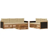vidaXL Outdoor-Sofagarnitur 6 stk. Natur und Beige