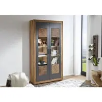 MASSIVMOEBEL24.DE Vitrine Sheesham 103x40x201 gebeizt TURIN #05