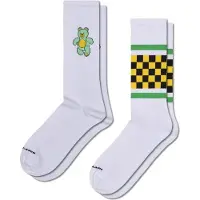 Happy socks Socken Teddy Bear Sneakers Unisex White / Green / Yellow / Black (2er-Pack)-Schuhgröße 41 - 46