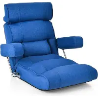 GIANTEX Klappbares Bodensofa für 1 Person, Sofa-Liegestuhl mit verstellbarer Kopfstütze/Lendenwirbelstütze/verlängerter Sitzfläche, Gaming-Sessel, Blau